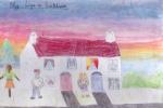 Thank you for showing us these houses and the beautiful decorative rainbow sky. The people look two metres apart and that&rsquo;s a good reminder! 